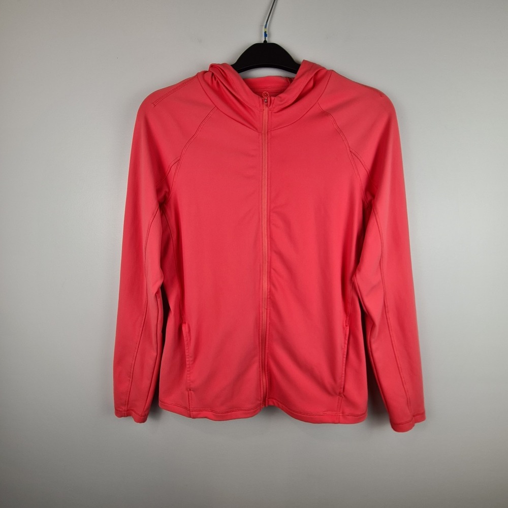 Layer 8 Women's Athletic Active Full Zip Up Gym Running Jacket Small Hooded Pink